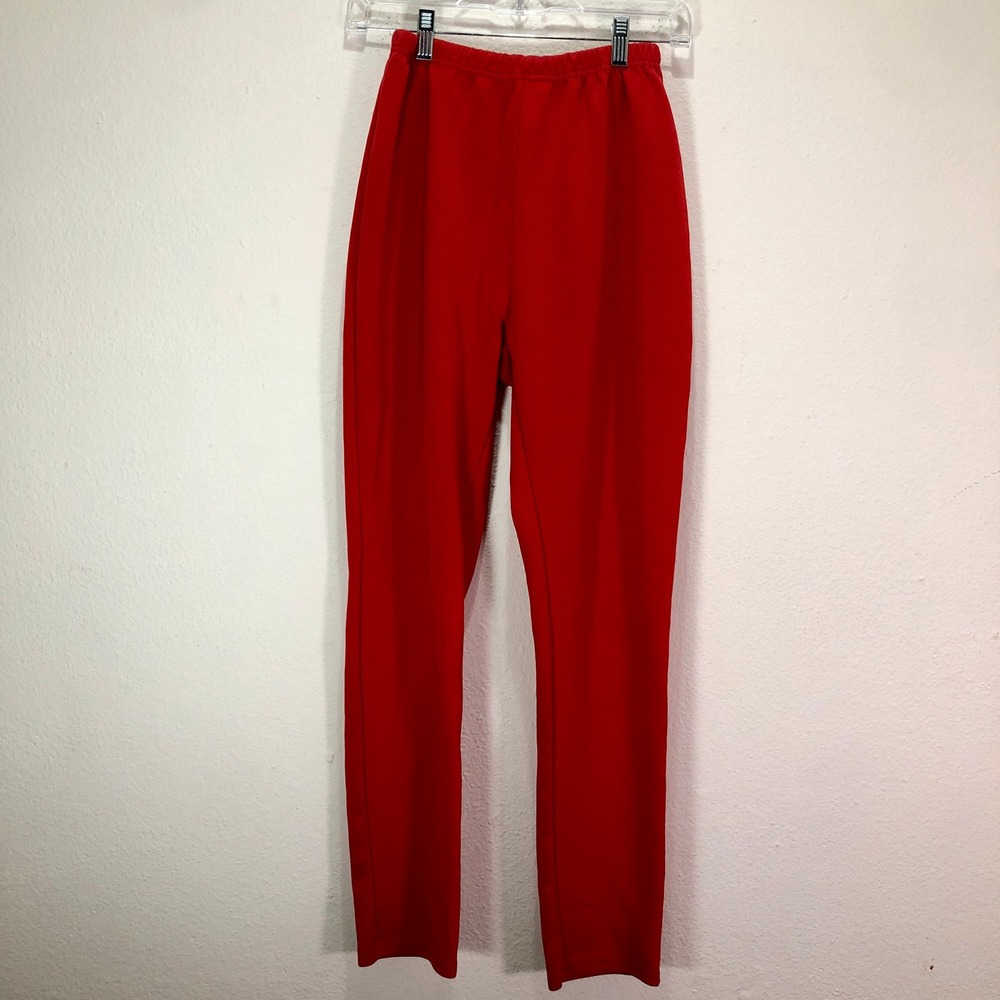 Y2K Tomato Red Elastic Waist Athletic Tapered Leg Pants Large Womens Stretch